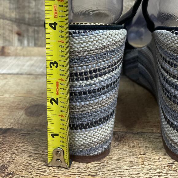 Splendid Felix Platform Wedge Sandals Ankle Wrap Neutral Stripe Black Size 9.5 - Picture 8 of 13